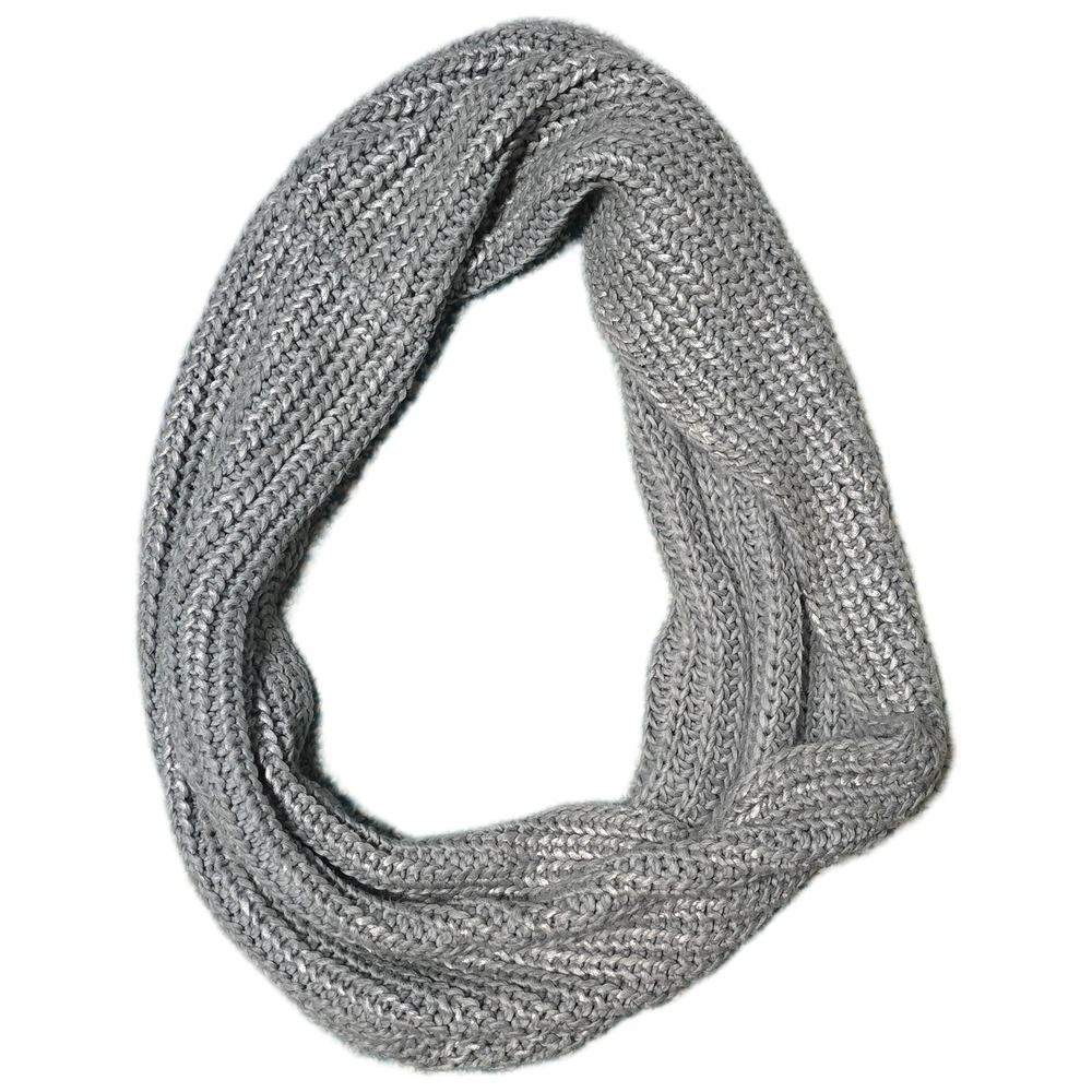 Cotton On Women Gray Knit Metallic Infinity Loop Scarf Cozy Winter Accessory (Y)